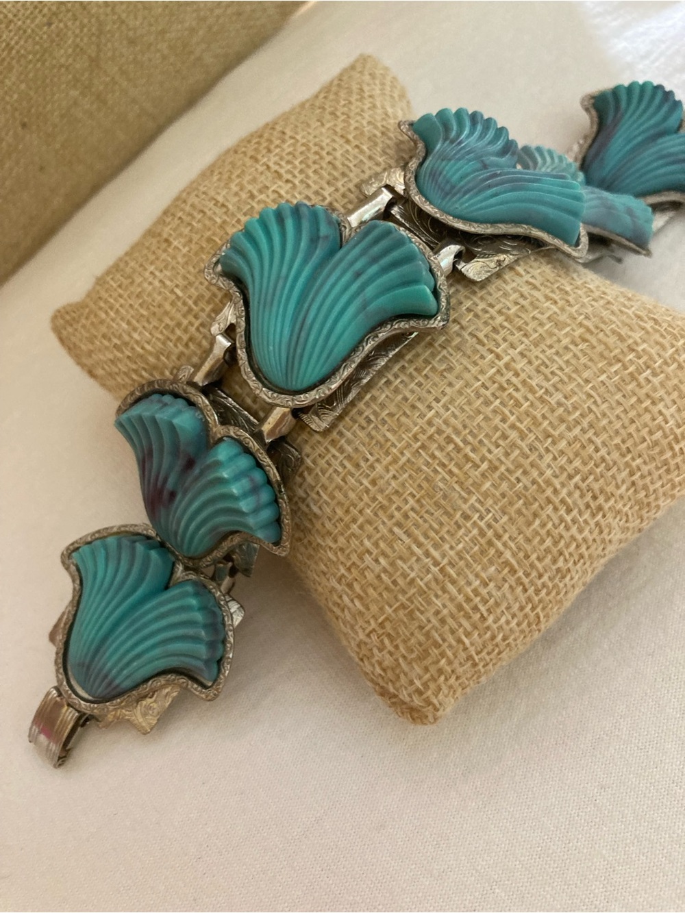 Blue Vintage Thermoset Molded Plastic Bracelet